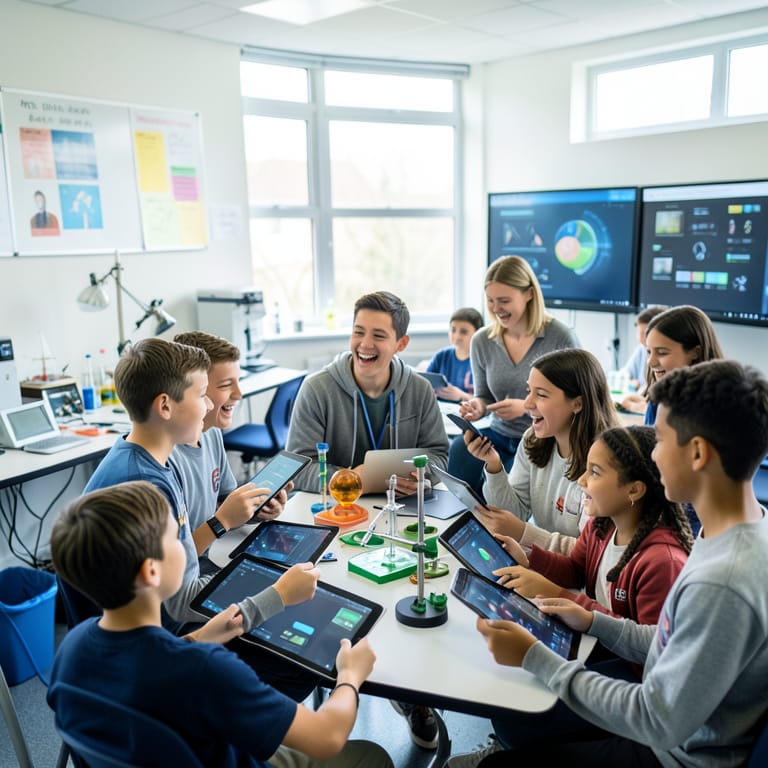 Der digitale Funke: Wie Technologie die Neugier in unseren Klassenzimmern entfacht (KI-generiertes Symbolbild)