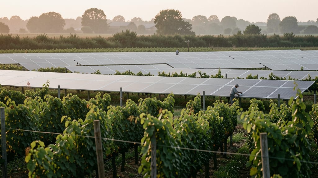 Die doppelte Ernte: Wie Agri-Photovoltaik Landwirtschaft und Energieversorgung revolutioniert (KI-generiertes Symbolbild)