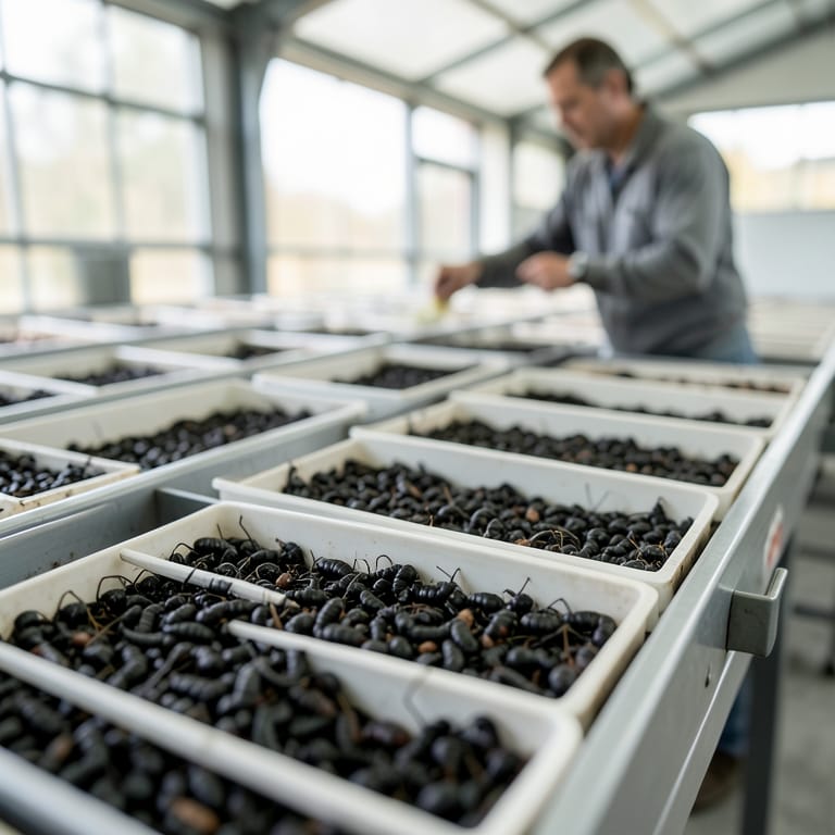 Die leisen Proteinpioniere: Wie Insekten unsere Futtermittel revolutionieren (KI-generiertes Symbolbild)