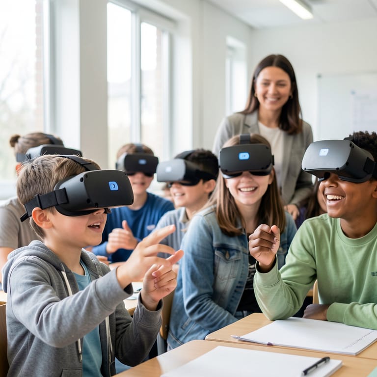 Die Zukunft des Lernens: Wie VR-Technologie deutsche Schulen revolutioniert (KI-generiertes Symbolbild)