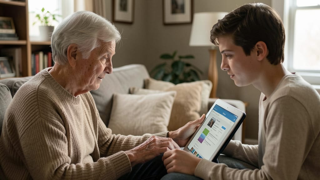 Generationen verbinden: Wie digitale Bildung Einsamkeit überwindet und Familien stärkt (KI-generiertes Symbolbild)