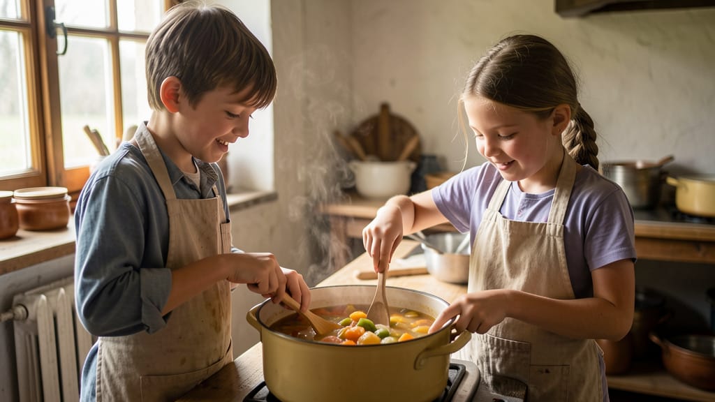 Junge Gaumen, alte Rezepte: Sloweniens Schulkinder kochen die Zukunft der Ernährung (KI-generiertes Symbolbild)