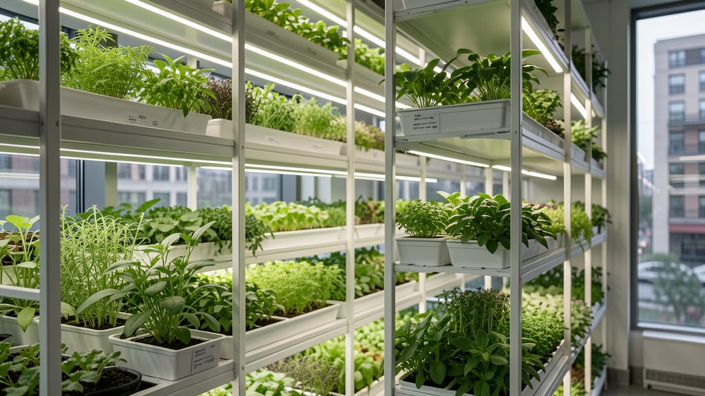 Vertikale Gärten in der Stadt: Wenn die Zukunft der Ernährung genussvoll sprießt (KI-generiertes Symbolbild)