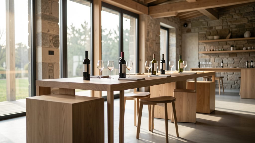 Weinarchitektur: Wo Nachhaltigkeit und Ästhetik den Genuss veredeln (KI-generiertes Symbolbild)