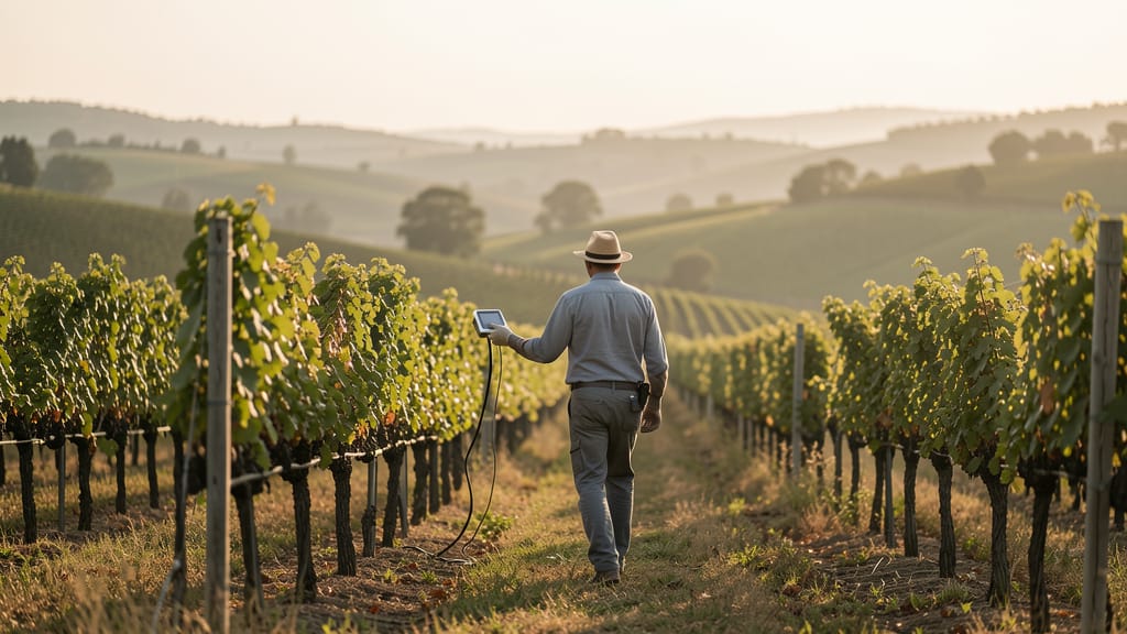 Weinbau im Einklang: Wie Hightech die Natur schützt und den Genuss veredelt (KI-generiertes Symbolbild)