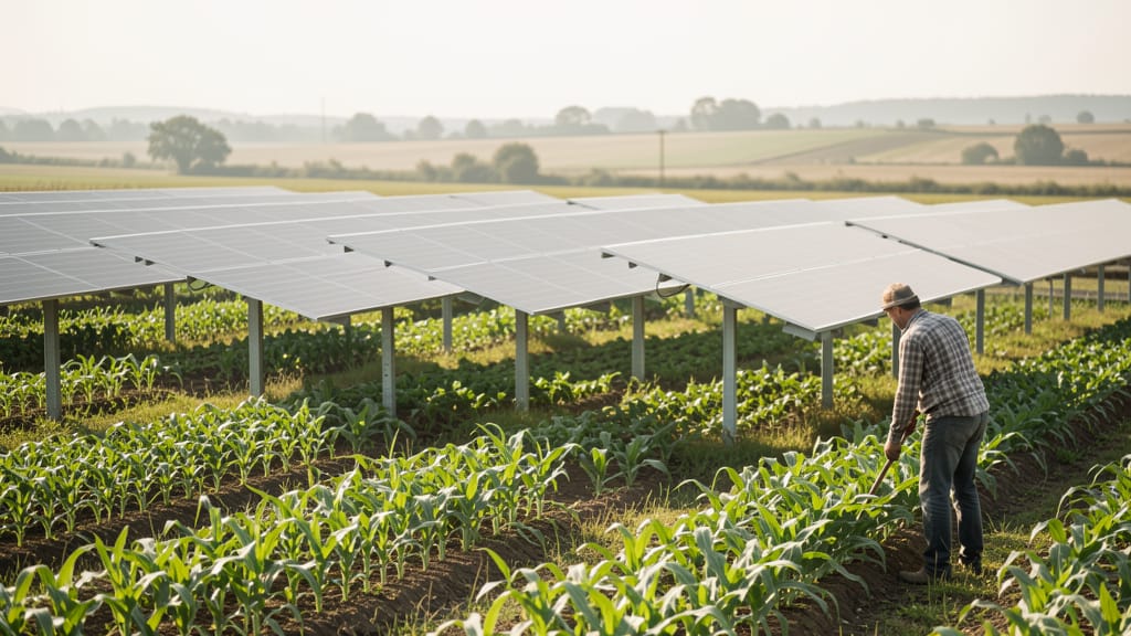 Wo Sonne und Erde sich küssen: Agri-Photovoltaik für eine genussvolle Zukunft (KI-generiertes Symbolbild)